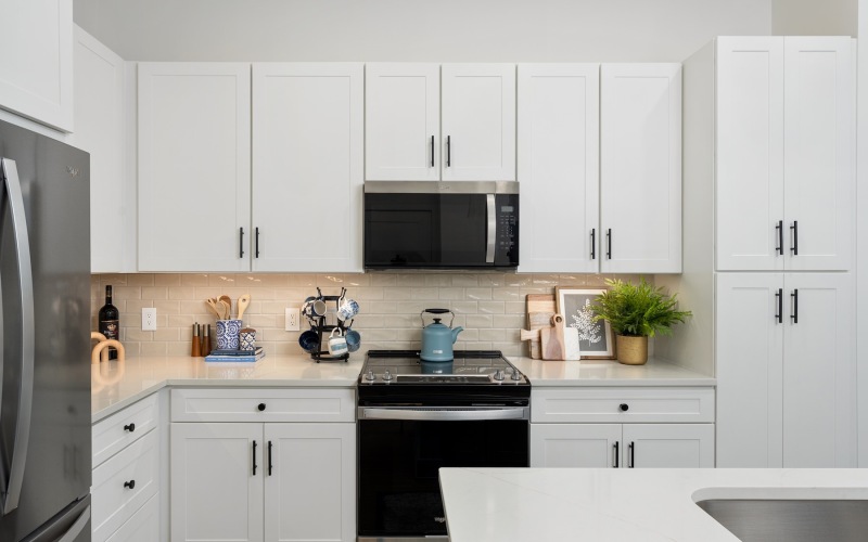 kitchen with white cabinets and stainless steel appliances