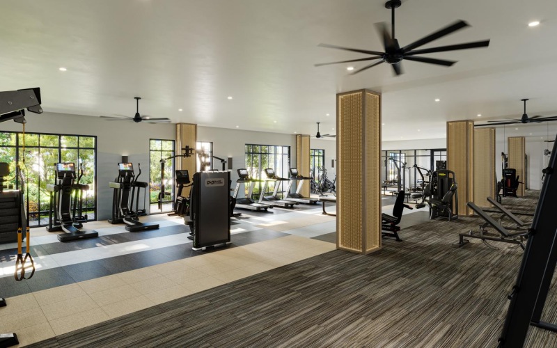 a gym with exercise equipment