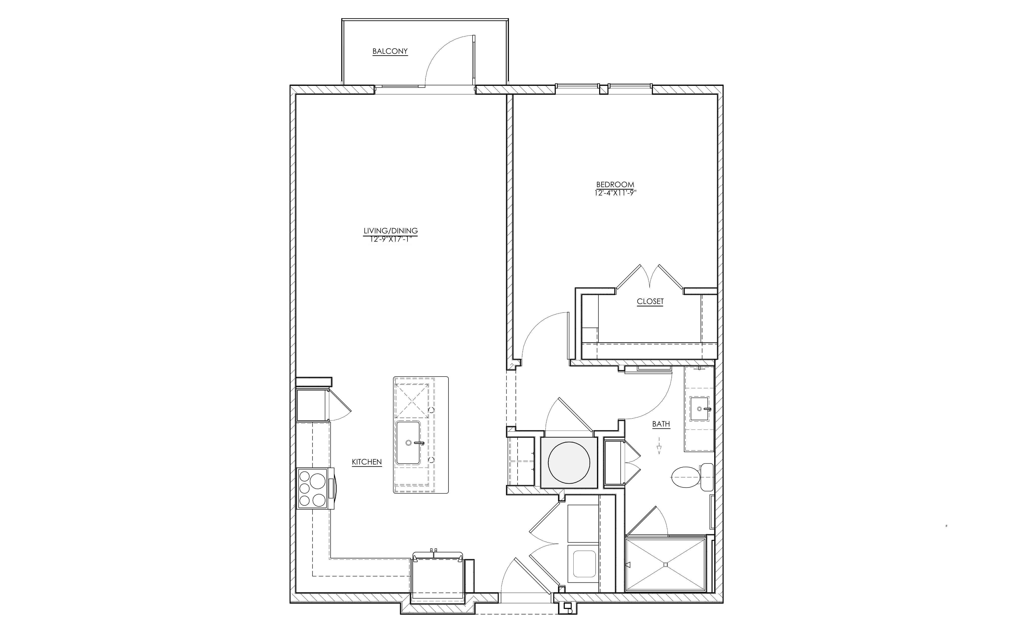 1 Bedroom floorplan diagram